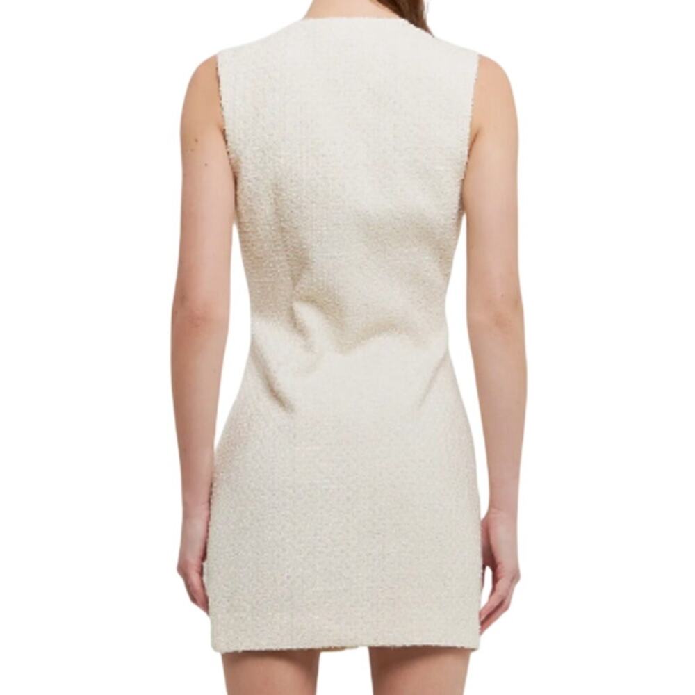 Endless Rose NEW Ivory White Tweed Polished Bridal Chic Romantic Mini Dress - Picture 2 of 11
